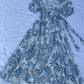 Blue leafy print Overlap dress
