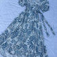 Blue leafy print Overlap dress