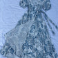 Blue leafy print Overlap dress
