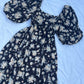 Square neck floral maxi dress