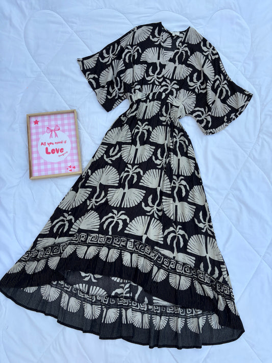 Black grey floral dress
