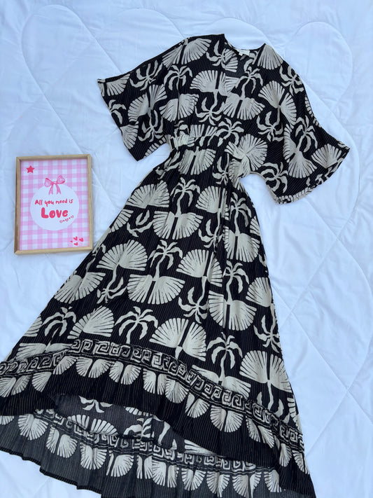 Black grey floral dress