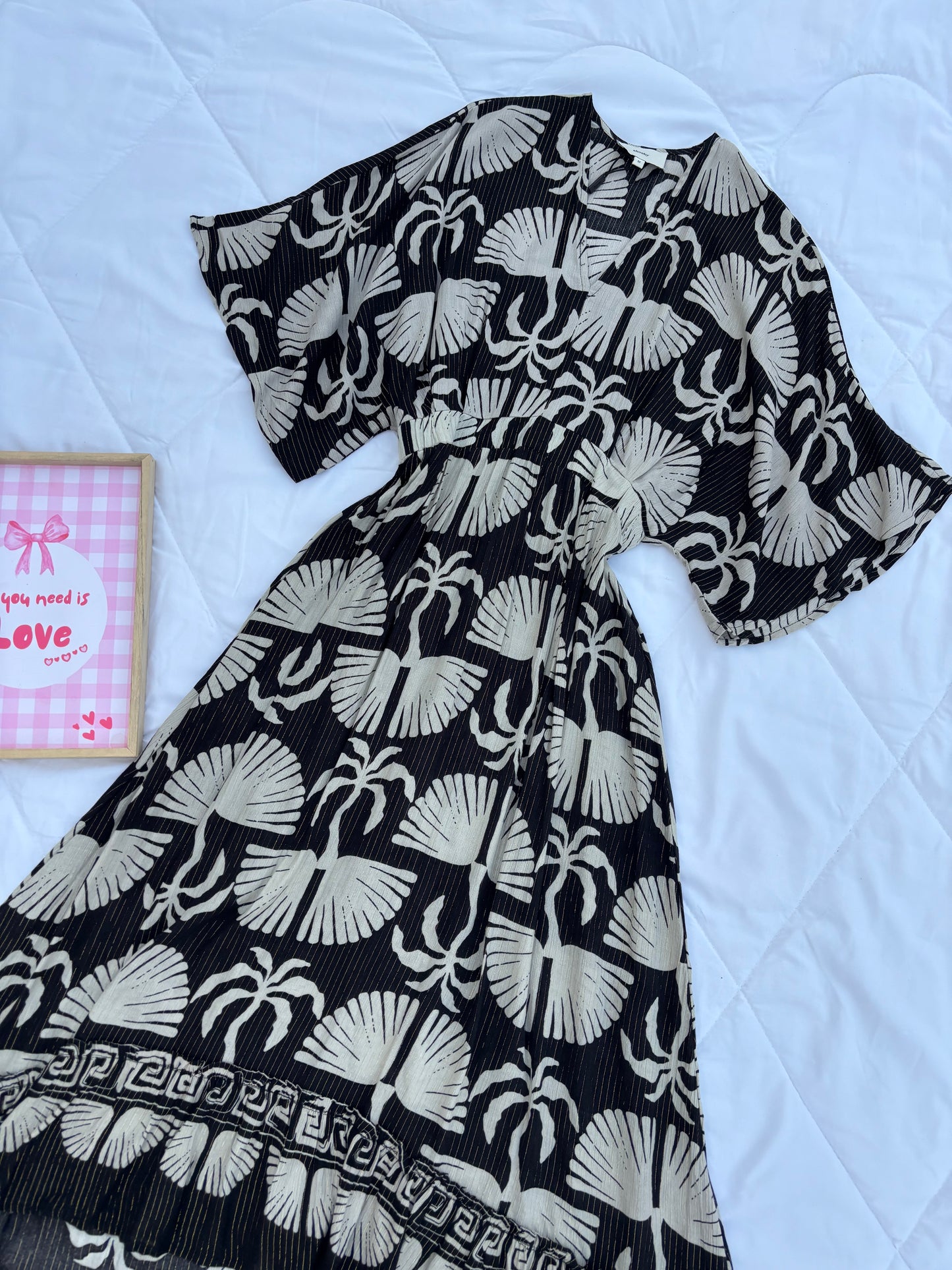 Black grey floral dress
