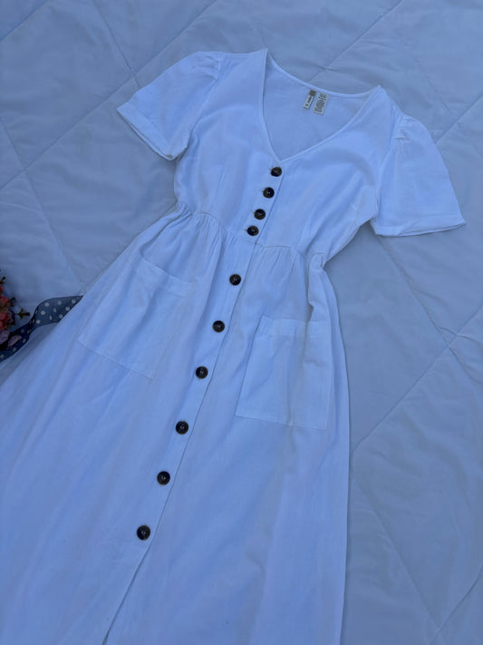 White buttoned dress