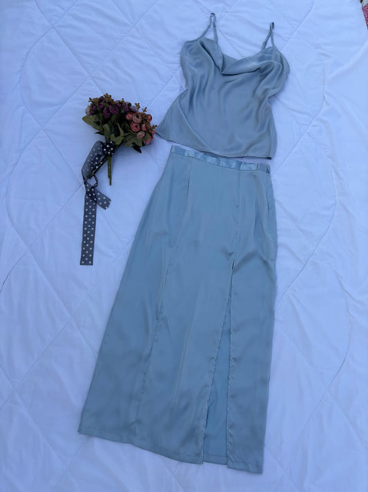 Grey satin Co-ord set