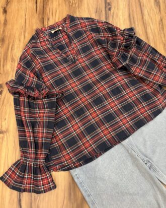 Navyblue tartan top (S)