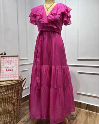 Fuchsia pink ball maxi dress (XS-S)